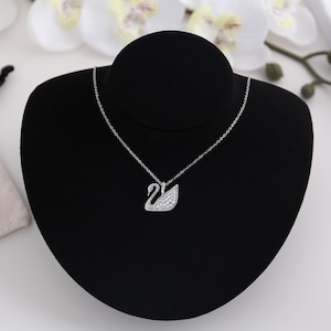 Pearl Swan Necklace, CZ Pave Swan Pendant Necklace, Classic Swan Necklace Women, Birthday Gift