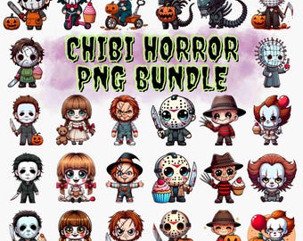 Chibi Horror Character Png Bundle, Horror Halloween Png, Killer Character Png, Killer Halloween Png, Horror Chibi Style Png, Horror Clipart