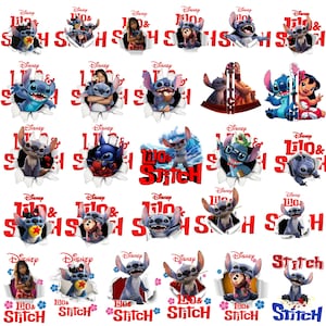 Li-10 et Sti-tch PNG | Clipart Sti-tch mignon | Pack d'autocollants pour personnages de dessins animés | Images en sublimation à téléchargement numérique | PNG imprimable