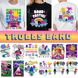 Trolls Band Together PNG Bundle | Poppy Brozone Friends Digital Download | Movie Character Clipart for T-Shirts, Mugs, Prints