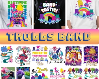 Trolls Band Together PNG Bundle | Poppy Brozone Friends Digital Download | Movie Character Clipart for T-Shirts, Mugs, Prints