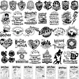 Pacote SVG de Haryy P0tery | Mais de 220 designs mágicos | png, svg, dxf, eps | Clipart de Hogwarts, Citações de Bruxos, Mapa do Maroto | Download digital