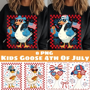 Kids Goose 4th of July PNG | Patriotic Duck Clipart | Independence Day Shirt Design | Cute USA Animal Sublimation | Digital Download