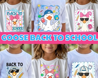 Silly Goose Back to School PNG Bundle – Coquette Teacher Sublimation, Cute Preppy Goose Clipart for First Day of School Shirts