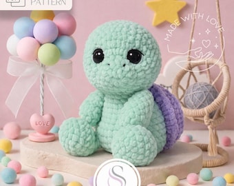 Patrón de tortuga de crochet: Peluche de bebé (Patrón PDF)