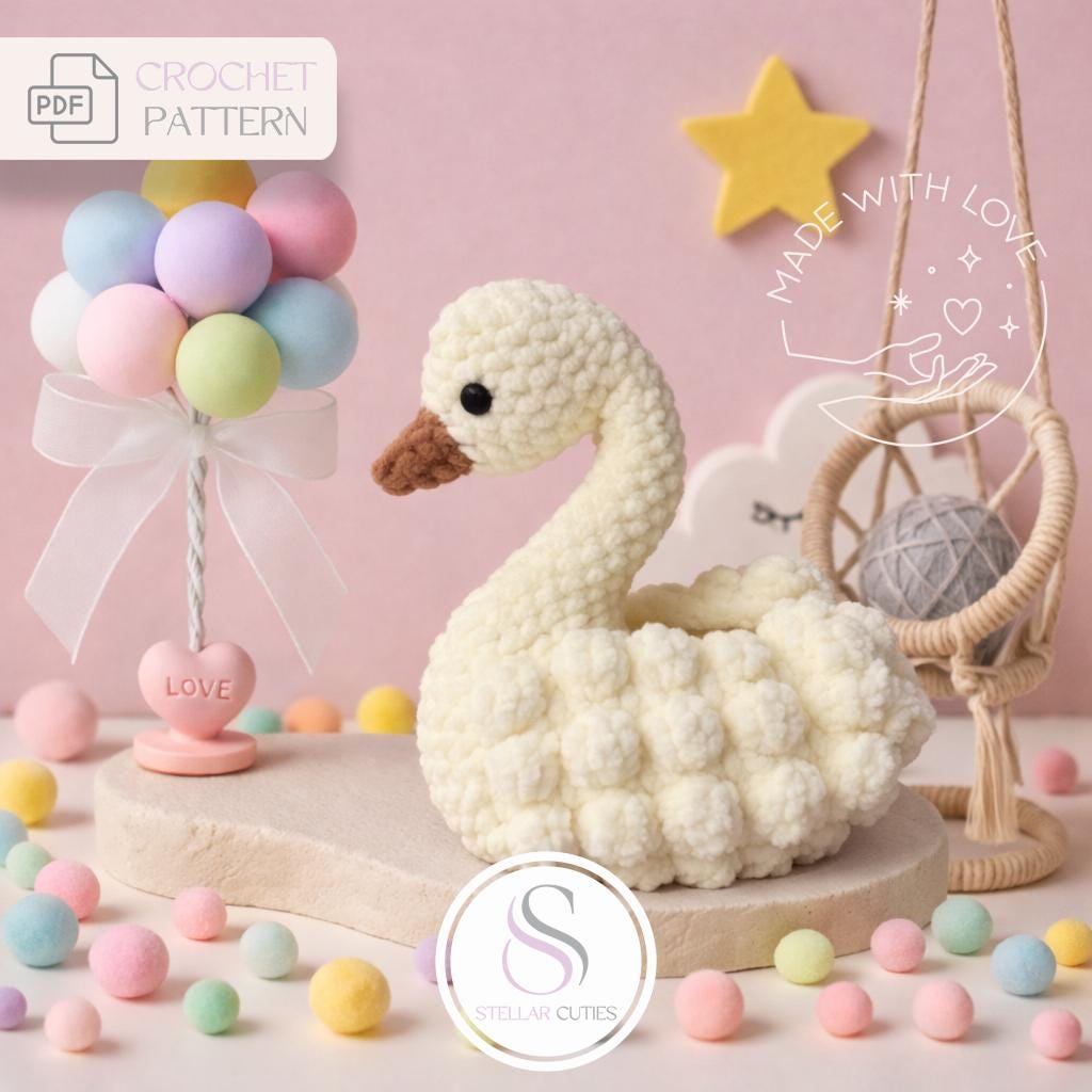 33 Crochet Stuffed Animals with Giraffes, Frogs, Pigs, and Cows 18 Amigurumi Crochet Swan Pattern: Baby Stuffed Animal Toy