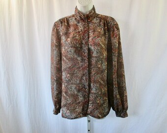 80’s Orange Floral Secretary Blouse by Laura Mae main image 0