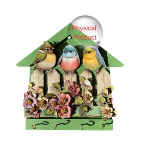 Handmade 3D Bird Key Holder: Rustic Paper Wall Hook Organizer