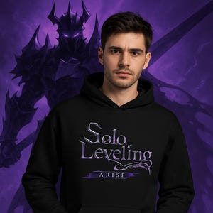 Premium Solo Leveling Hoodie | Anime Unisex Pullover | Arise Sung-Jinwoo Hunter Sweatshirt | Otaku Gift | Gamer Streetwear