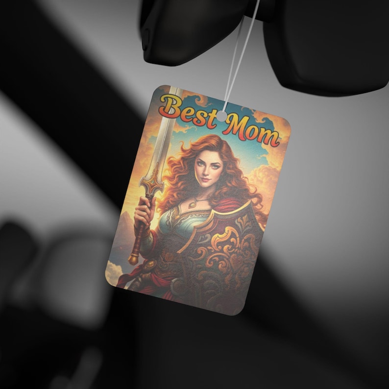 Car Air Freshener - Warrior Mom Scented Gift for Mother's Day - Black Ice, Pine & New Car Smell image 1