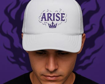 Premium Solo Leveling Arise Hat | Shadow Monarch Embroidered Foam Trucker Cap | Anime Gift for Him | Black Gothic Anime Hat Inspired