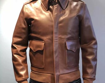 Chevignon Vintage Leather Jacket Pilots Aviator 1957 THORNES Brown