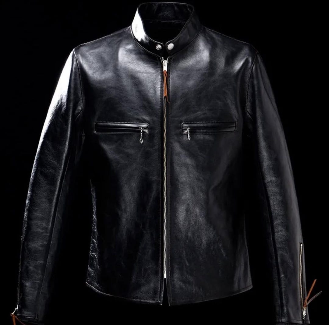 Cafe Racer Horsehide Leather Jacket: Shinki Hikaku Teacore, Oily