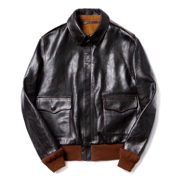 ホースハイドレザー A-2 フライトジャケット：ダークブラウン シンキ