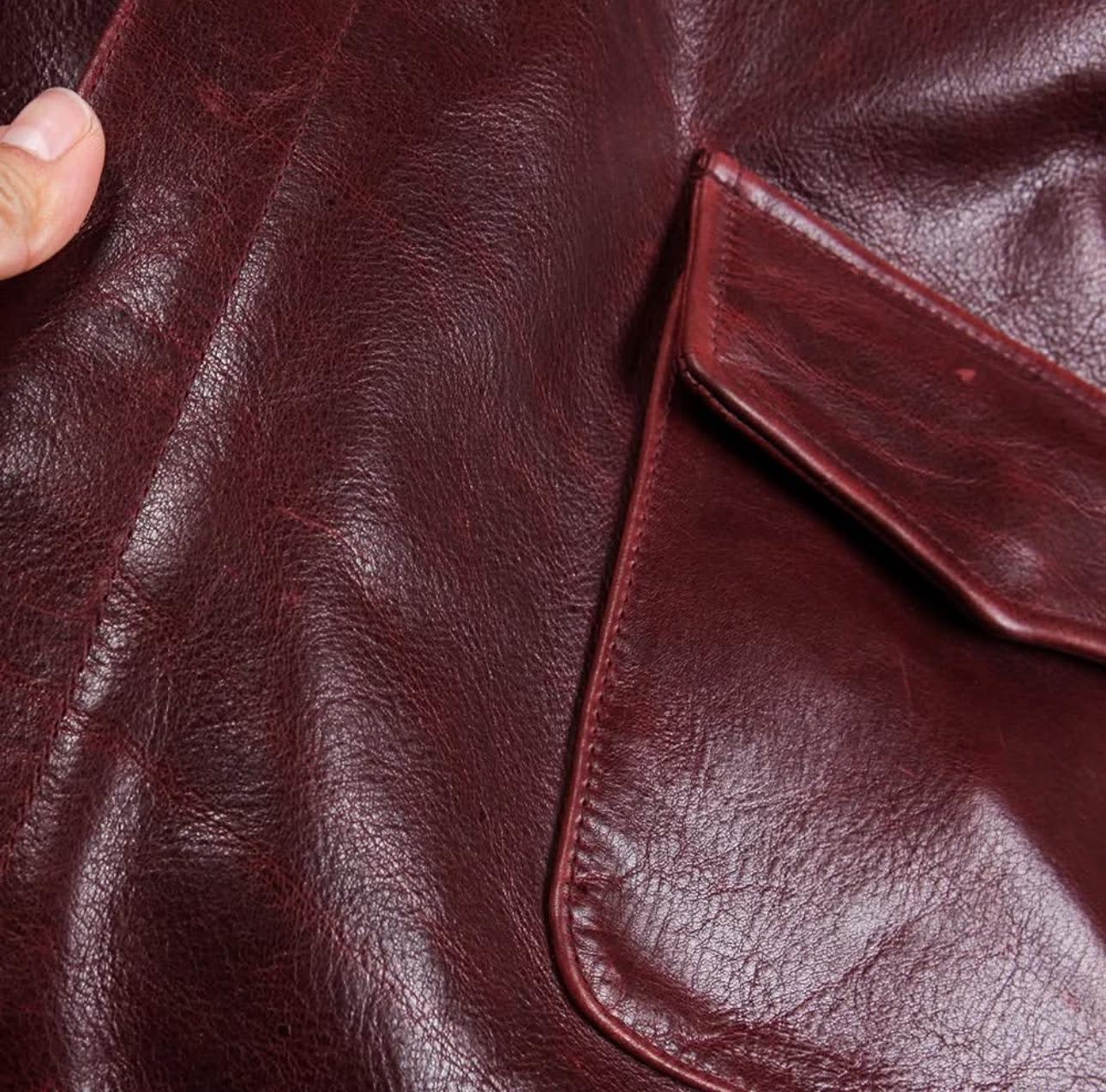 A2 Flight Deerskin Leather Jacket: Horween Waxed Burgundy Teacore