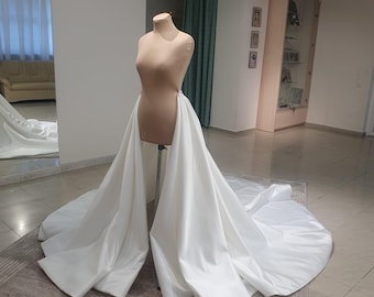 Unique satin skirt royal long train wedding overskirt Detachable Bridal overskirt Additional handmade skirt Ceremony overskirt cathedral
