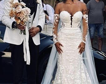 Detachable Wedding Bicep Sleeves, Tight Bicep Sleeves, Long Bicep Bridal Sleeves, Tulle Lace Sleeves