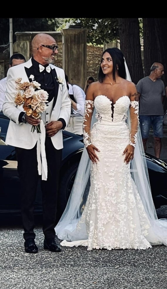 Detachable Wedding Bicep Sleeves, Tight Bicep Sleeves, Long Bicep Bridal Sleeves , Tulle Lace Sleeves