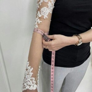 Detachable Wedding Bicep Sleeves, Tight Bicep Sleeves, Long Bicep Bridal Sleeves, Tulle Lace Sleeves image 6