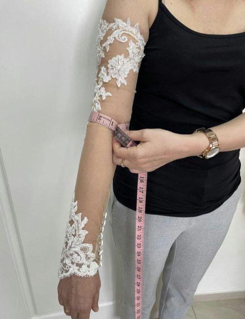 Detachable Wedding Bicep Sleeves, Tight Bicep Sleeves, Long Bicep Bridal Sleeves, Tulle Lace Sleeves image 6