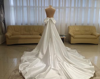 Unique satin skirt royal long train wedding overskirt Detachable Bridal overskirt Additional handmade skirt Ceremony overskirt cathedral