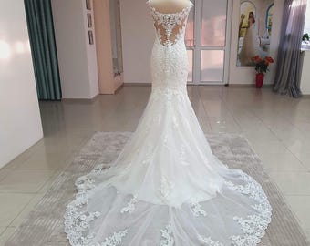 Abito da sposa a sirena, abito da sposa in pizzo