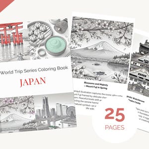 25 Japanese Culture and Scenery Coloring Pages - World Trip Series Coloring Book, Coloring Sheets, Instant Download, Printable PDF File.