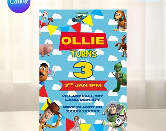 Toy Story Editable Party Invitation | Free Matching Thank You Card + Mobile Invite Included