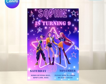 KPOP Editable Party Invitation | Free Matching Thank You Card + Mobile Invite Included