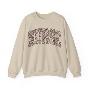 Leopard Print Nurse Sweatshirt, Cozy Crewneck for Nurses, Gifts for Healthcare Workers, Cute Sweater for Her, Medical Apparel