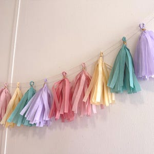 Pastel Rainbow Tassel Garland | Soft Party Decoration | Baby Shower, Birthday, Kids Room Decor