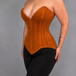 Heavy Duty Steel Boned Overbust Velvet Waist Trainer Corset Flat Front Corset