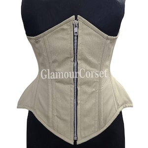 Cotton Corset , Goth Style Corset , Waist Training Corset , Double Steel Boned Heavy Duty Corset Underbust Corset