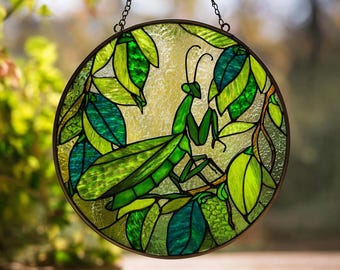 Praying Mantis Glass Suncatcher, Mantis Suncatcher, Mantis Lover Decor, Insect Lover Gift, Animal Lover Decor