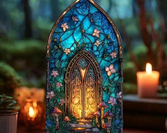 Enchanted Forest Suncatcher Candle Holder, Fantasy Book Nook, Bookshelf Insert, Library Decor For Nature Lovers