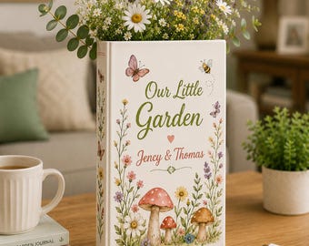 Personalized Garden Book Vase, Custom Couple Keepsake Gift, Cottagecore Floral Decor, Nature Lover Vase, Wedding Anniversary Gift