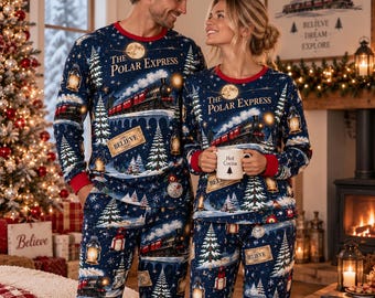 Polar Express Pajamas Set, Matching Sibling Christmas Pajama Set, Train Christmas Sleepwear, Holiday Pajamas for Boy and Girl, Gift for Kid