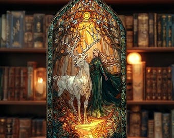 Terrasen Stag and Fire Scene, Aelin Throne of Glass Book Nook Insert, Cozy Lighted Fantasy Bookshelf Decor, Bookish Candle Holder