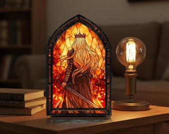 Aelin Book Nook, Throne of Glass BookNook, Flame And Blade Fantasy Bookshelf Insert Decor Gift, Bookish Gift, Suncatcher Candle Holder