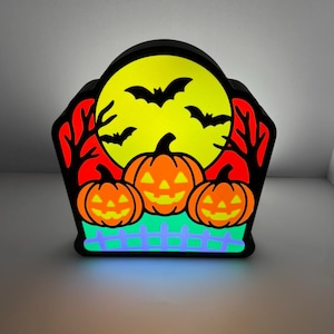 3D gedruckte Kürbisszene mit LED Beleuchtung - Halloween Halloween Dekoration