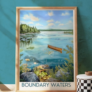 Boundary Waters Canoe Print: Minnesota Lake Landscape Art