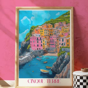 Cinque Terre Italy Print: Colourful Coastal Village, Italian Riviera Art
