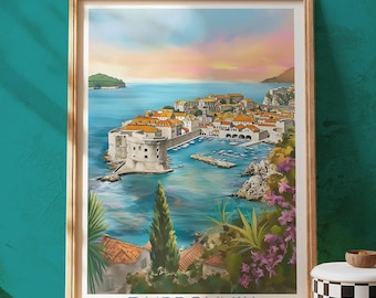 クロアチア、ドゥブロヴニク、アドリア海の真珠 - オリジナル絵画と