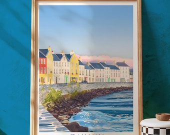 Galway Irland Poster: Bunte Stadtansicht, Malerischer Hafen