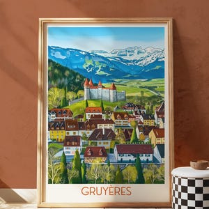 Gruyères Switzerland Art Print: Swiss Alps Village Landscape