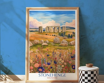 Stonehenge Art Print: Vintage British Travel Poster, Wiltshire Landscape