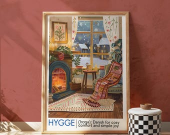 Lámina artística de interiores Hygge Winter – Decoración escandinava de confort
