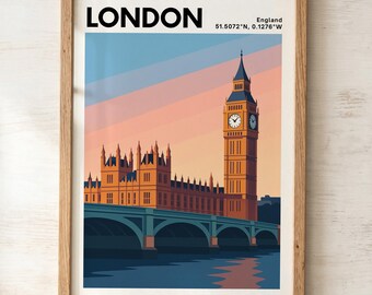 Londen Big Ben Westminster-print | Britse bezienswaardigheid reismuurkunst
