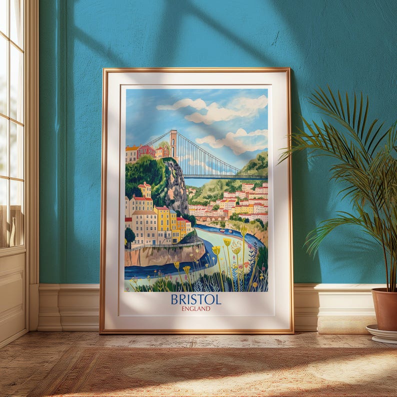 Bristol Clifton Suspension Bridge Print Vintage England Travel Poster bristol-clifton-suspension-bridge-print-vintage-england-travel-poster