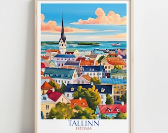Tallinn Estnischer Druck, buntes baltisches Stadtbild, europäische Reise-Kunst